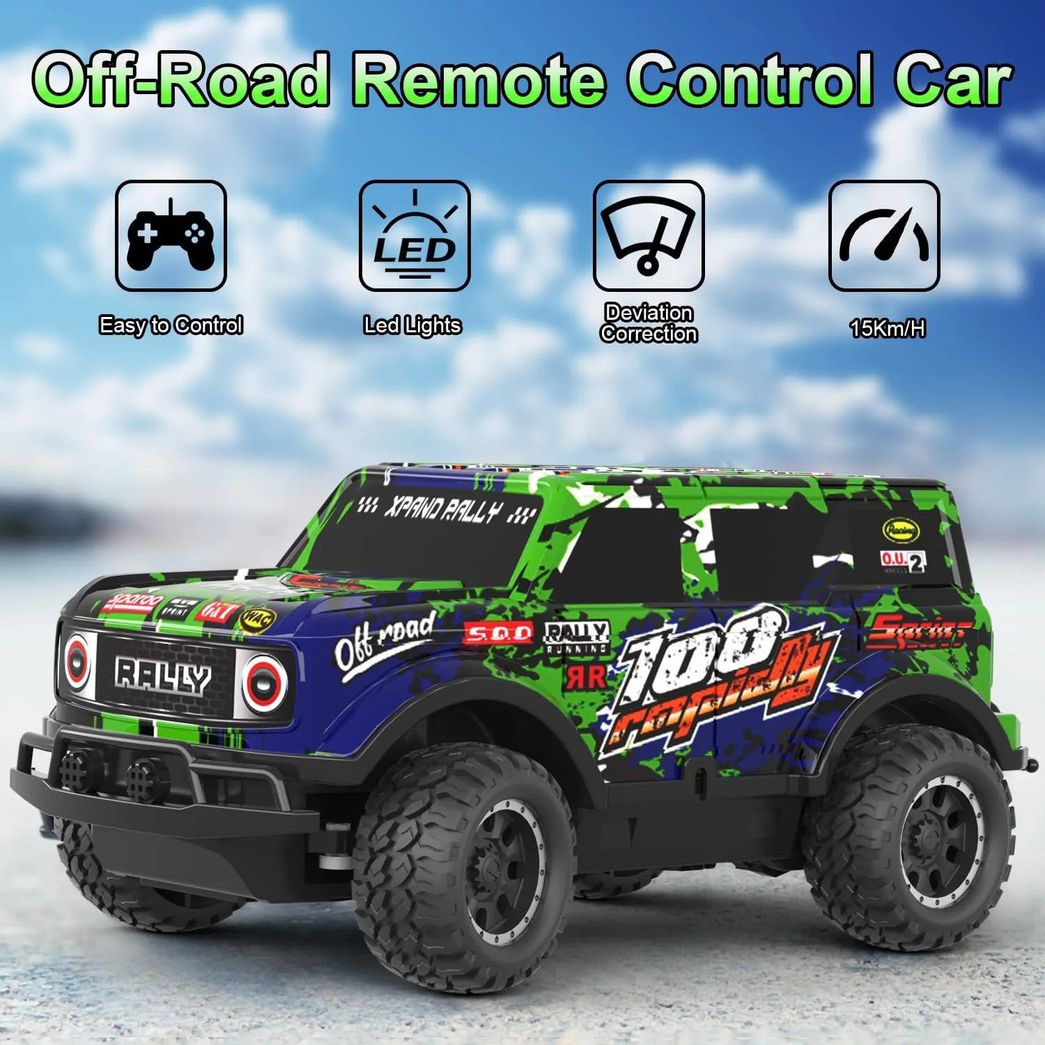 Remote Control Car, 1/24 Scale Light Up Racing Car Toys, RC Car for Kids with Cool Led Lights, Hobby RC Cars Toys Birthday Gifts for 3 4 5 6 7 8 Year Old Boys Girls