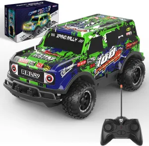 Remote Control Car, 1/24 Scale Light Up Racing Car Toys, RC Car for Kids with Cool Led Lights, Hobby RC Cars Toys Birthday Gifts for 3 4 5 6 7 8 Year Old Boys Girls