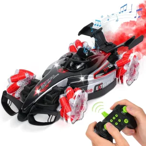 Remote Control Car, 360°Rotation F1 Remote Control Car, 1:12 Scale All-Terrain RC Cars 15  km/h, 2.4GHz with Lights Music & Spray, RC Cars for Kids & Adults (Red #1)
