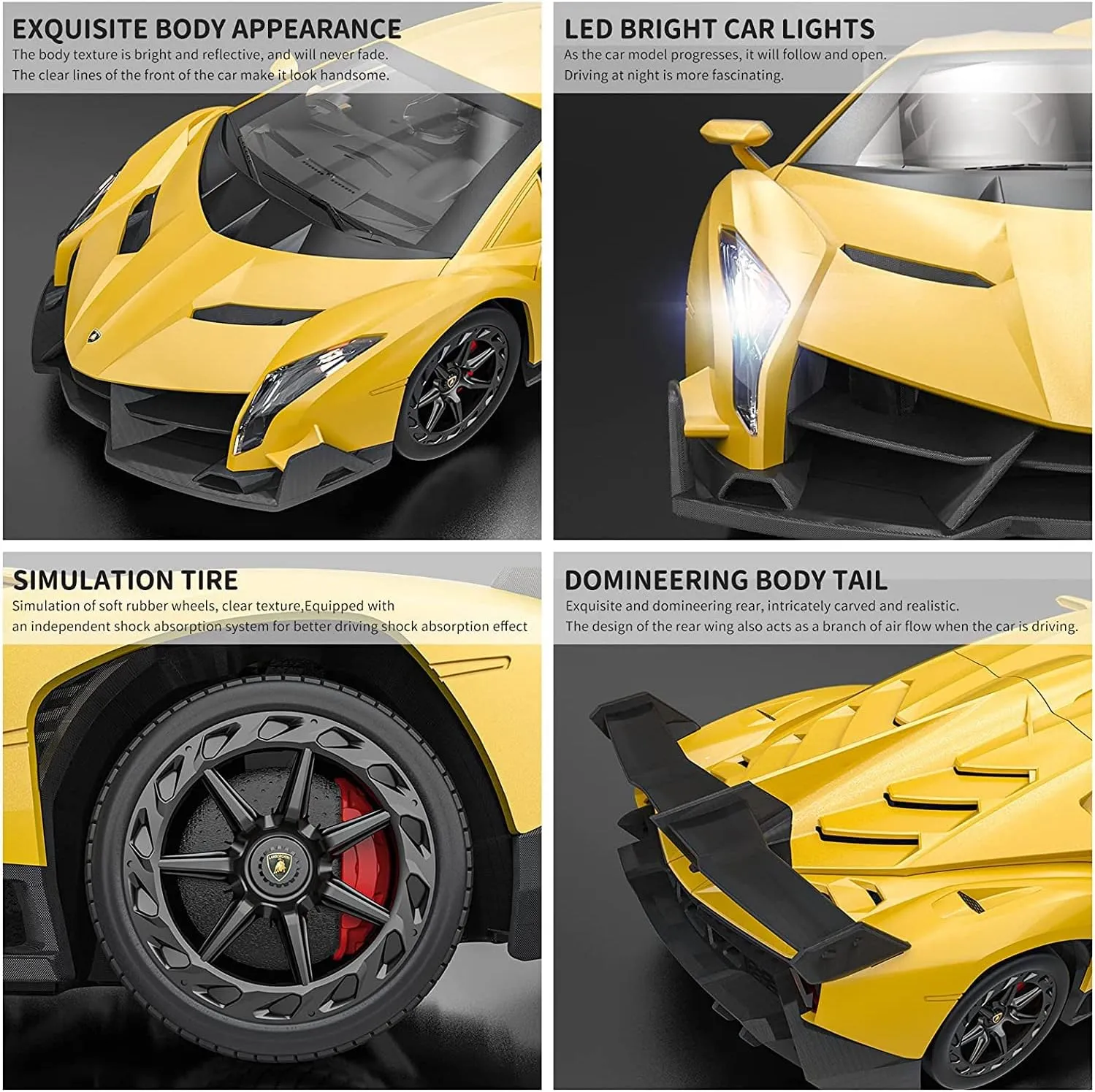 Remote Control Car RC Cars Racing Car 1:18 Licensed Toy RC Car Compatible with Lamborghini Model Vehicle for Boys 6,7,8 Years Old, Yellow