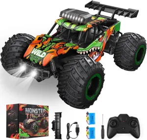 Remote Control Car, RC Truck for Boys 5-12, High Speed All Terrain Kids Toys, Monster Truck for Boys Girls, RC Truck with Car Body Lights & Headlights for Christmas Halloween Thanksgiving