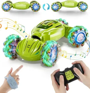 Remote Control Gesture Sensor Car, 2.4Ghz 4WD Hand Controlled RC Car with Light & Music, 360° Spins All Terrains Hand Controlled Toys for Age 8 , Birthday Gifts for Kids