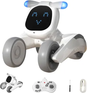 Remote Control Robot Dog for Kids, LED Emo Pet Toy, Voice & Touch Interactive Control, Intelligent Programmable, Sing Dance Walk Puppy, Record, Boys/Girls Toys for Ages 5-13