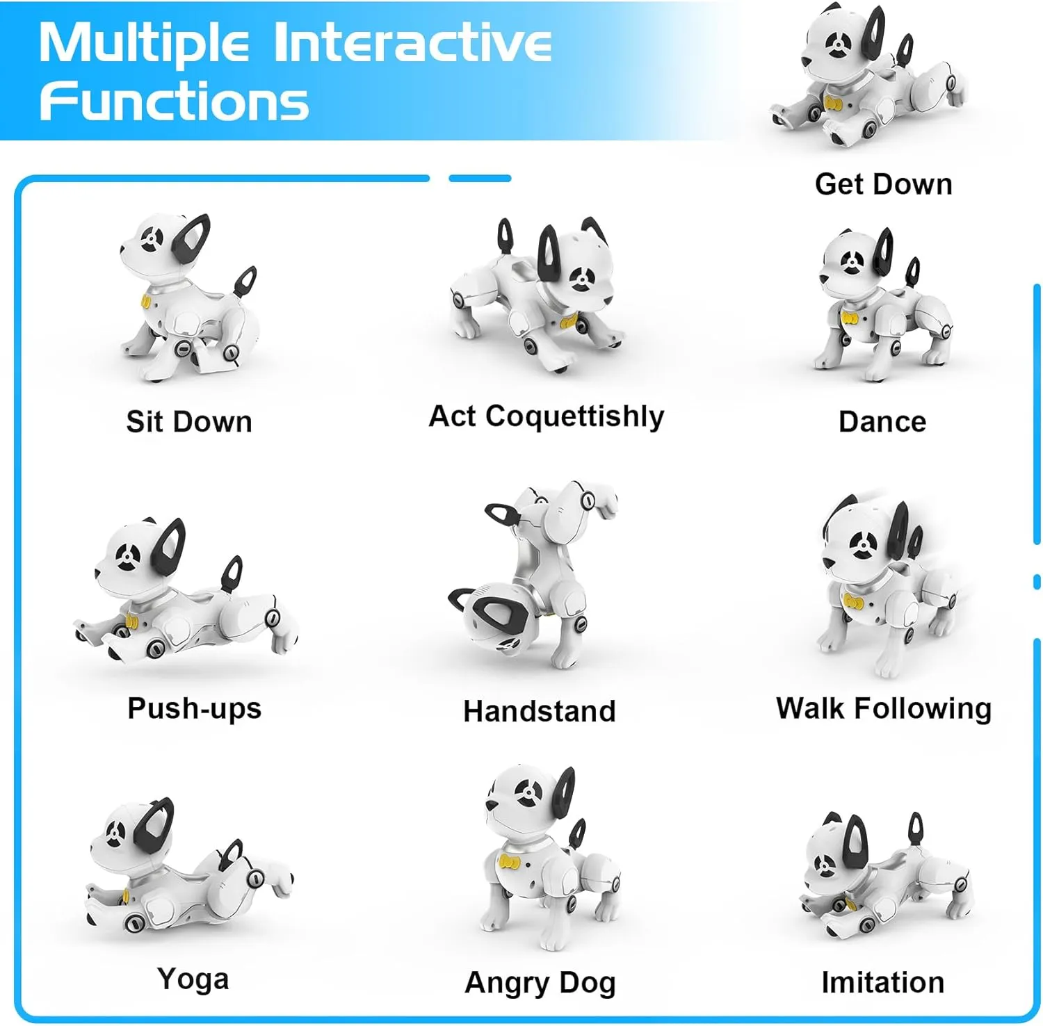 Remote Control Robot Dog Toy, RC Dog Programmable Smart Interactive Robotic Pets, RC Stunt Robot Toys Dog Imitates Animals Music Dancing Handstand Push-up Follow Functions for Boys Girls Toy White