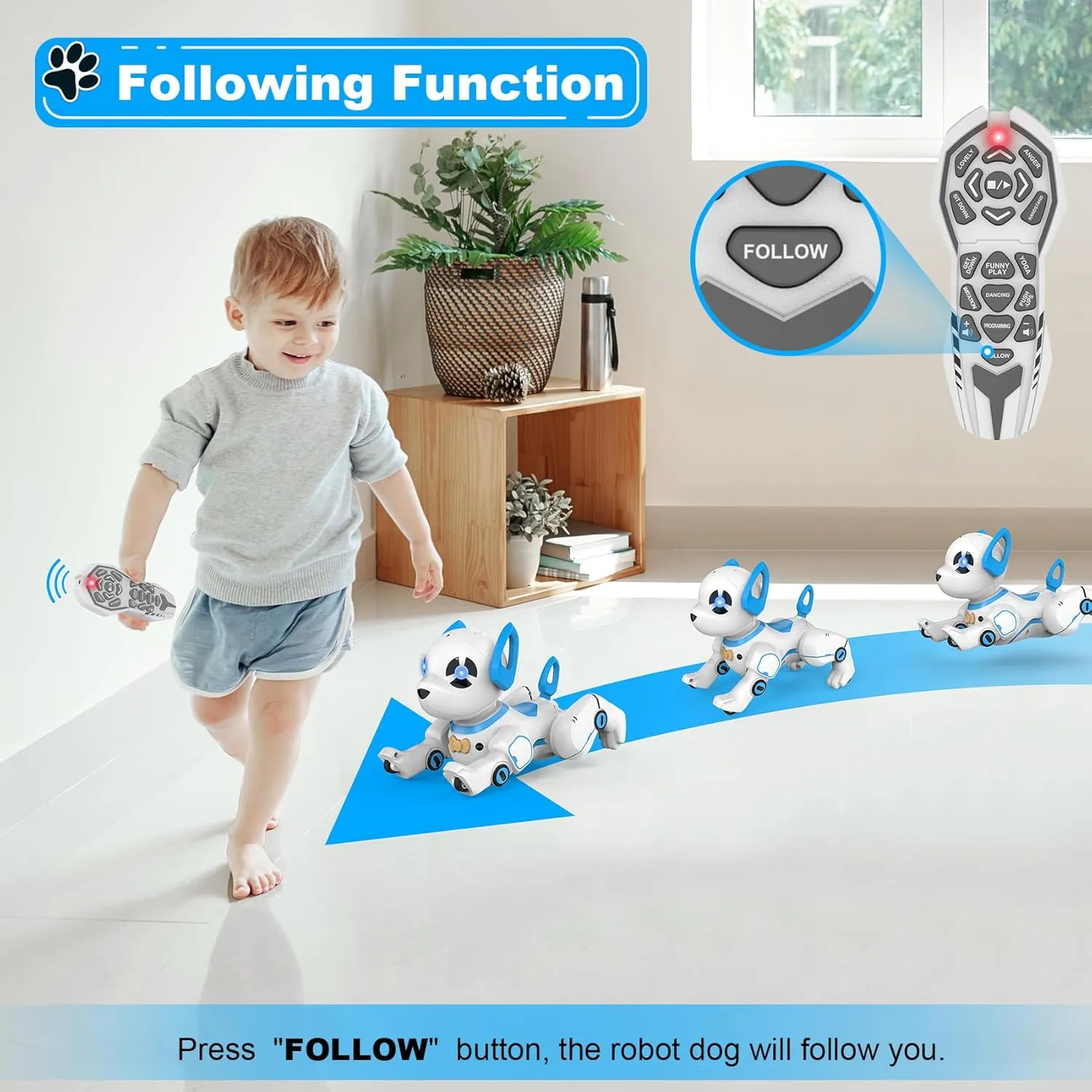 Remote Control Robot Dog Toy, RC Dog Programmable Smart Interactive Robotic Pets, RC Stunt Robot Toys Imitates Animals Music Dancing Handstand Push-up Follow Functions for Boys Girls Toy