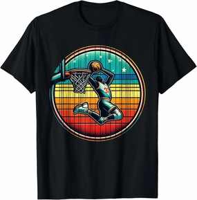 Retro Vintage Basketball Dunk Sunset Colorful Basket Lover T-Shirt