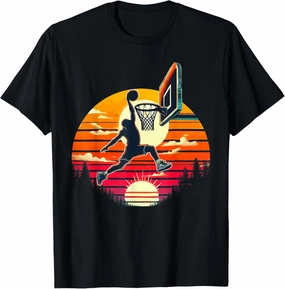 Retro Vintage Basketball Dunk Sunset Colorful Basket Lovers T-Shirt