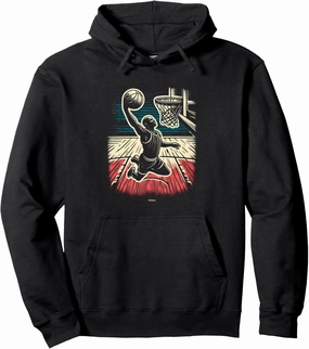 RETRO VINTAGE SLAM DUNK IN THE GYM BASKETBALL LOGO Pullover Hoodie