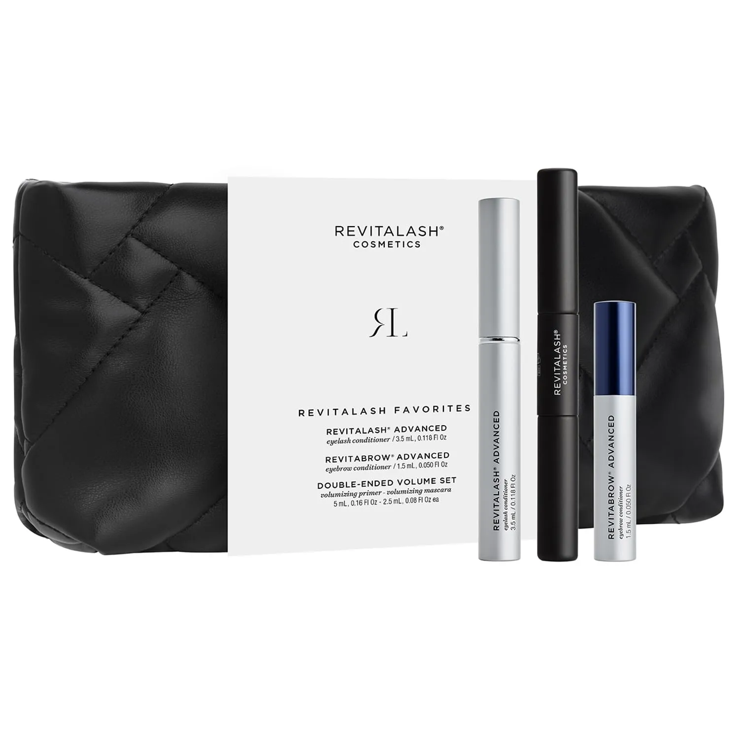 RevitaLash Cosmetics, RevitaLash Favorites Collection/RevitaLash Advanced, RevitaBrow Advanced, Mini Double-Ended Volume Set & Signature Cosmetic Bag