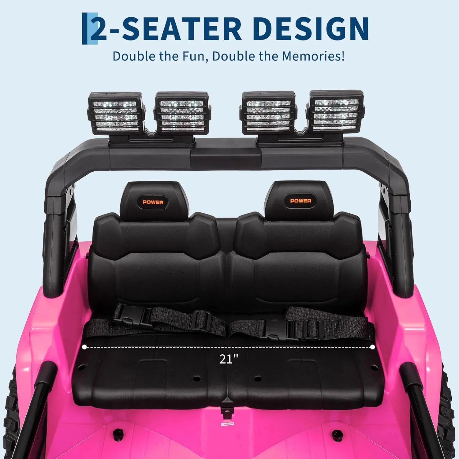 Ride On Truck for Kids, Adjustable Car Body, 4WD 24V Ride on Toys for Big Kids, Remote Control, 2 Seater, 3 Speeds, LED Lights, Music, ASTM/CPSIA Certified, Pink