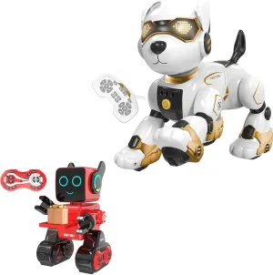 Robot Dog Toys for Kids, Remote Control Dog Robot, Voice & Touch Control, Robots for Kids, Remote Control Robot Toy Intelligent Interactive Robot LED Light Speaks Dance
