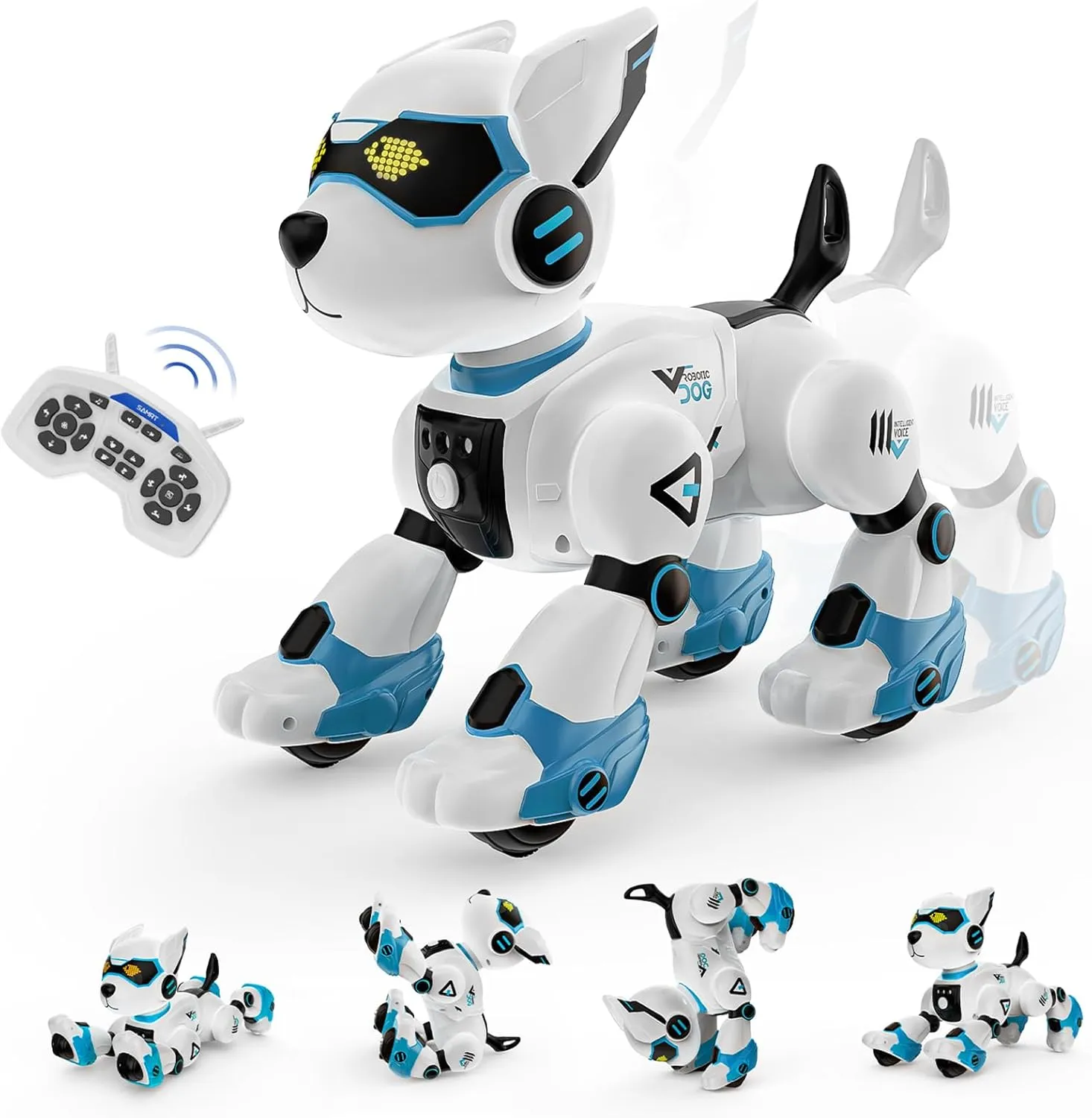 Robot Dog Toys for Kids Remote Control Interactive Robotic Pet Smart Programmable Puppy Electric Intelligent Robo Perro with Voice Control RC Music Imitation Animals Toy Girls Boys Gift (Blue)