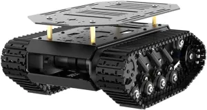 Robot Tracked Tank Car Chassis with Encoder DC Motor, Suspension Shock Absorption Chassis Car Double Layer Full-Metal Robotic Moving Platform Track for Arduion RPi Jetson DIY Maker Smart Robot Car