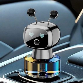 Robot Intelligent Aromatherapy Machine, Smart Cute Robot Car Air Freshener - Fine Spray/Fillable/Four-Gear Adjustment/Vibration Sensing/On-Off/Large Capacity Long-Lasting Fragrance/Gray-V2(Osmanthus)