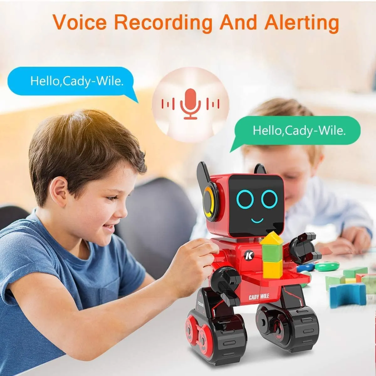 Robots for Kids, Remote Control Robot Toy Intelligent Interactive Robot LED Light Speaks Dance Moves Built-in Coin Bank Programmable Rechargeable RC Robot Kit (Red)