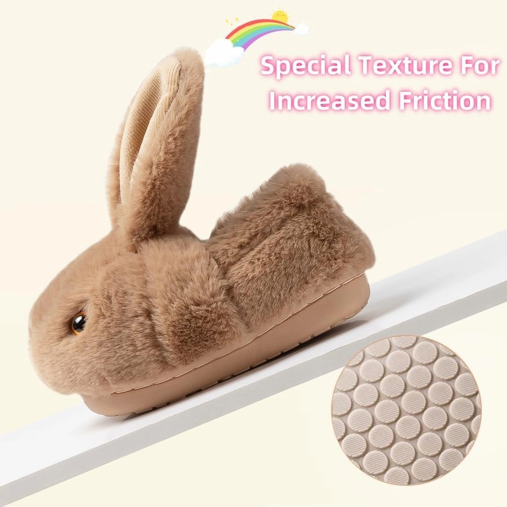 rosyclo Toddler Slippers Boy and Girl Bunny Slippers Plush Cute Non-Slip Warm Winter Shoes, Suitable for indoor and outdoor Kids Slippers