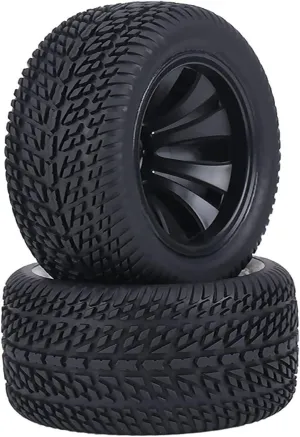 Rubber Tire, More Sturdy with Plastic Hubs, Strong Grip for 1:12 RC Car Racing Truck, Anti Skid, Suitable for RC Car Wheel with 2 Pcs Black Tires