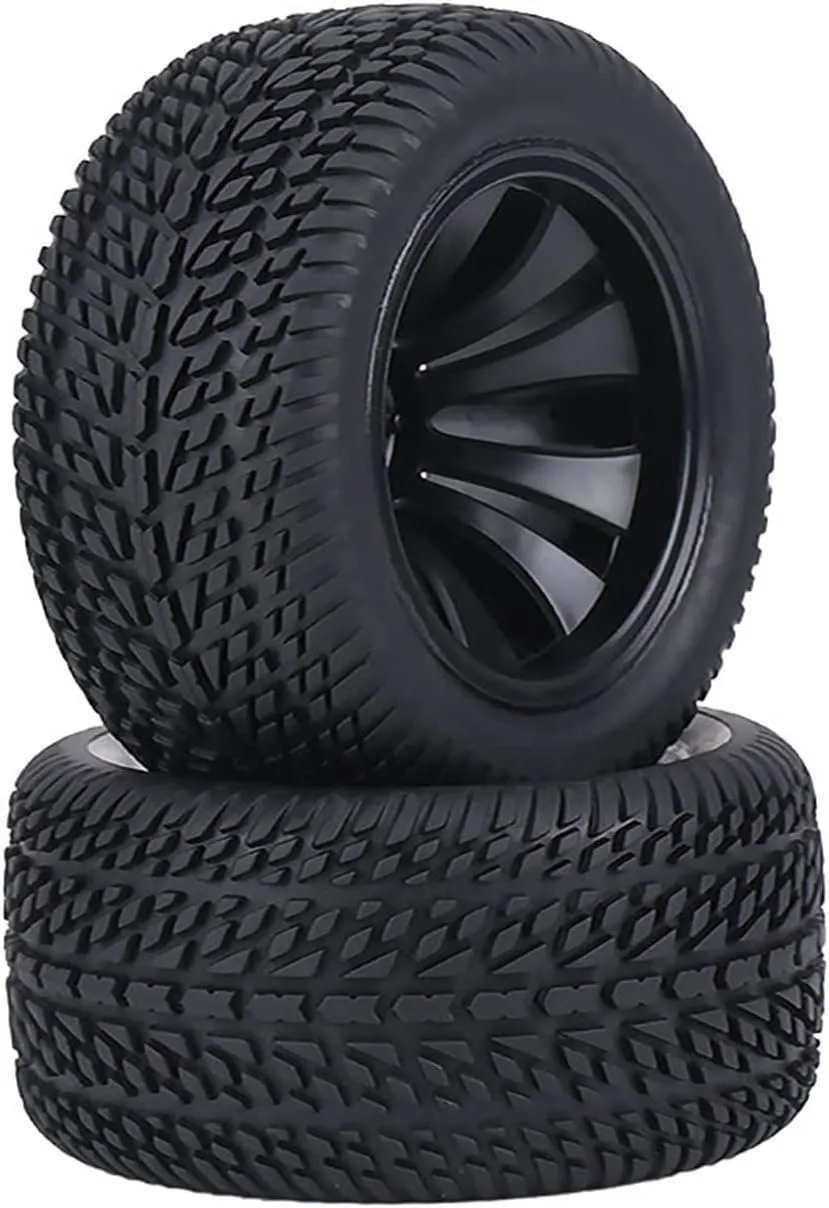 Rubber Tire, More Sturdy with Plastic Hubs, Strong Grip for 1:12 RC Car Racing Truck, Anti Skid, Suitable for RC Car Wheel with 2 Pcs Black Tires