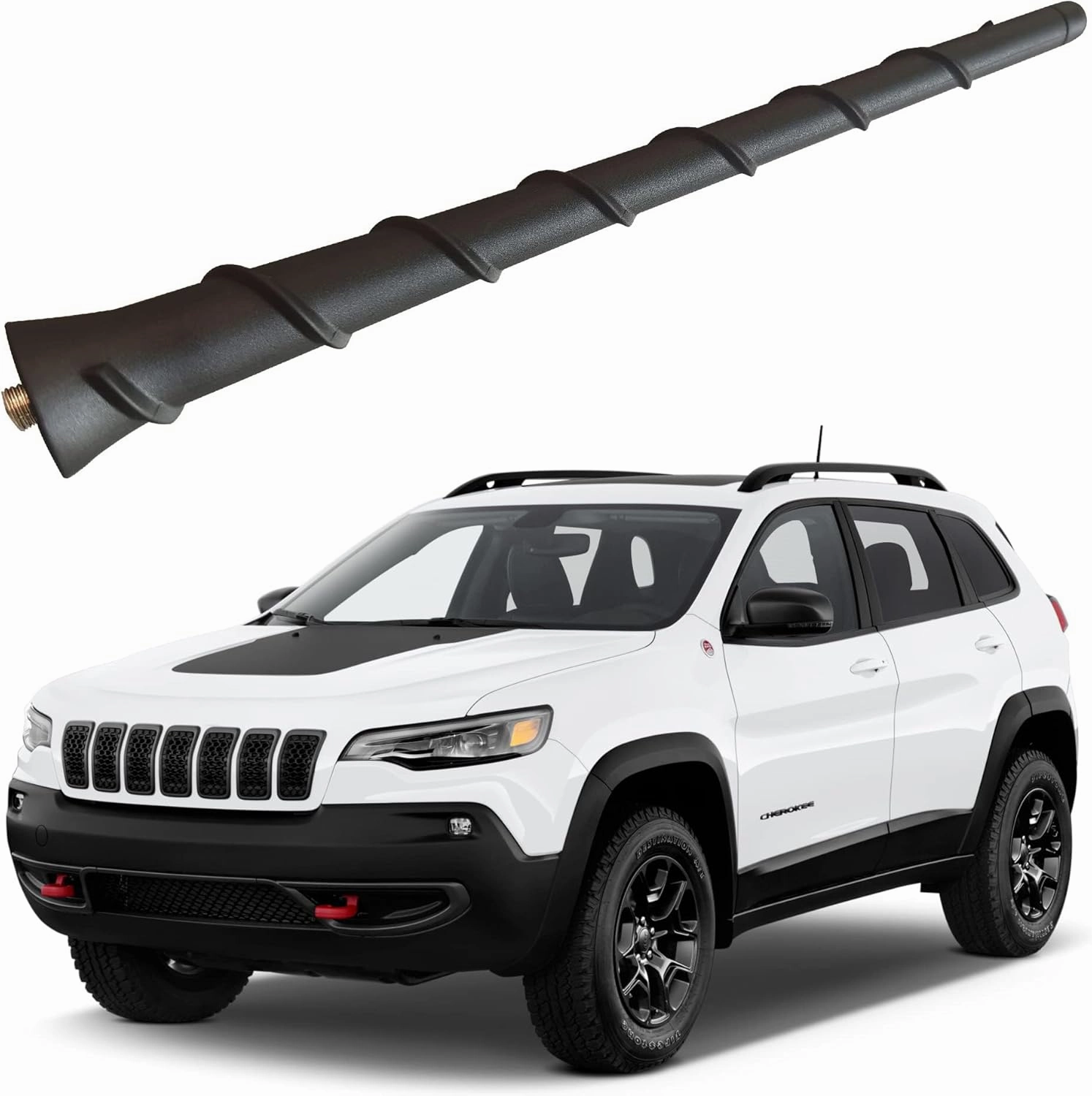 Rubber Antenna for Jeep Cherokee (2014-2021), Jeep Cherokee Antenna - Car Wash Proof, 8 Inch Internal Copper Coil Antenna Mast Replacement