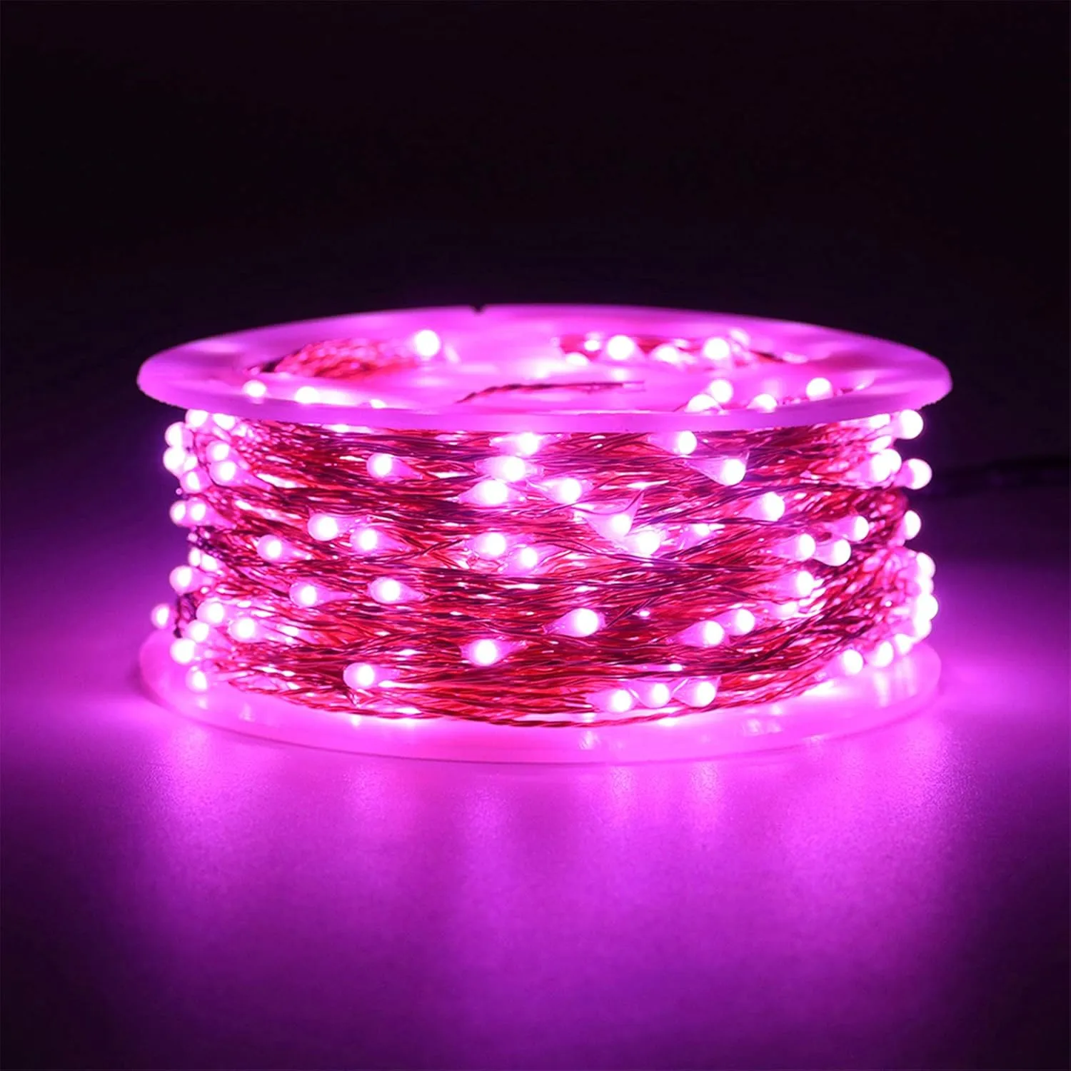 RUICHEN 99 Ft 300 LED Fairy String Lights Plug in, Waterproof Dimmable Extra Long Copper Wire Starry Firefly Lights with Remote for Valentine's Day Christmas Wedding Party Girl's Room, Pink