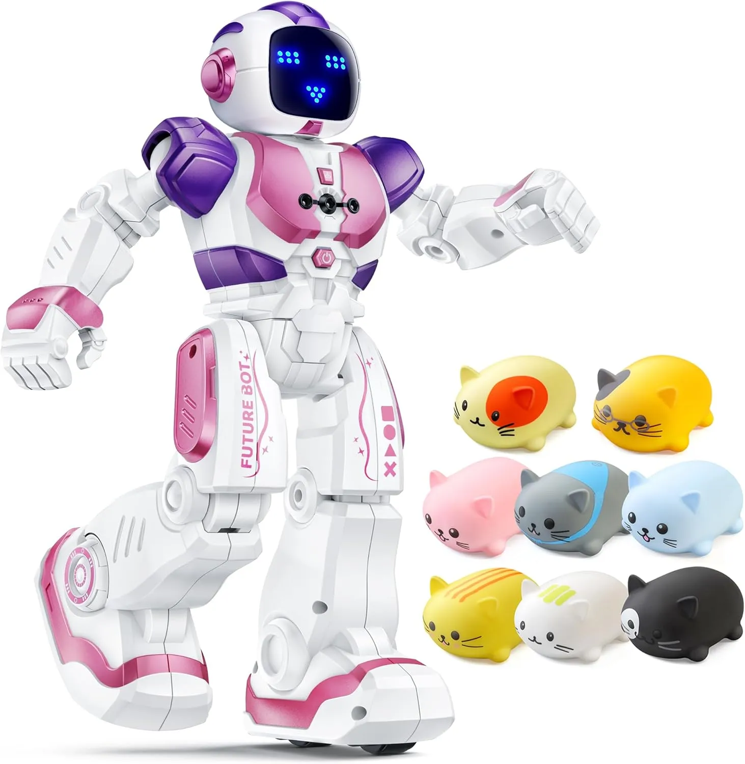 Ruko 1701 Musical Cats Piano Keyboards and 6088 Programmable Robot(Pink) with APP Control