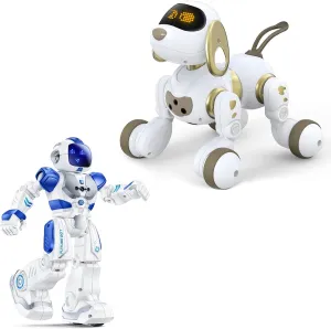 Ruko 6088 Blue Programmable Robot and 18011 Remote Control Robot Dog, Present for 4 5 6 7 8 9 Years Old Kids Boys and Girls