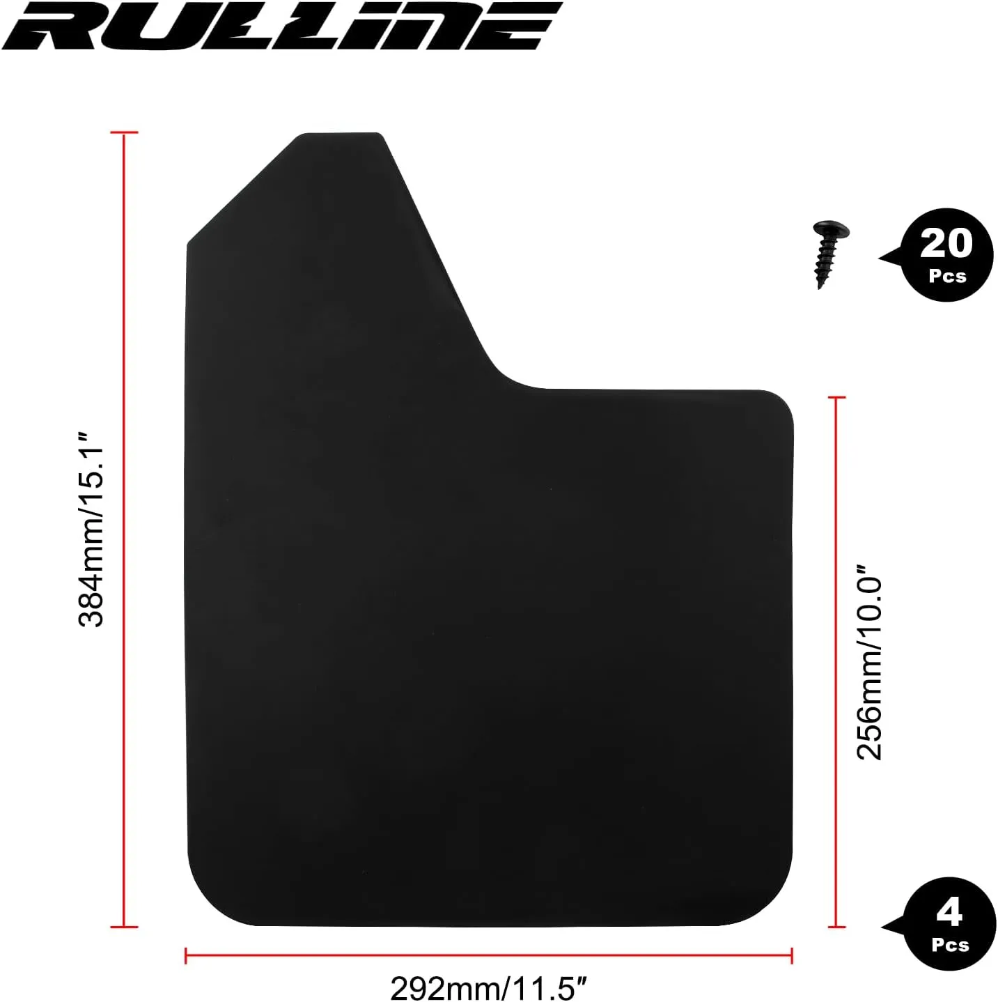 RULLINE 4PCS Car Mud Flaps Splash Guard Fender with 20PCS 6mm Fastener Rivet Clips Flexible and Bendable Mudflaps Black Compatible with Pickup SUV Van Universal