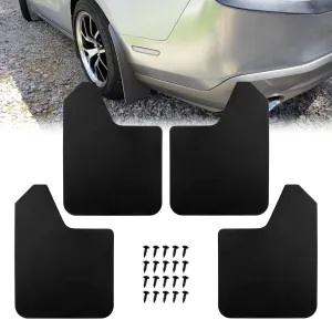 RULLINE 4PCS Car Mud Flaps Splash Guard Fender with 20PCS 6mm Fastener Rivet Clips Flexible and Bendable Mudflaps Black Compatible with Pickup SUV Van Universal