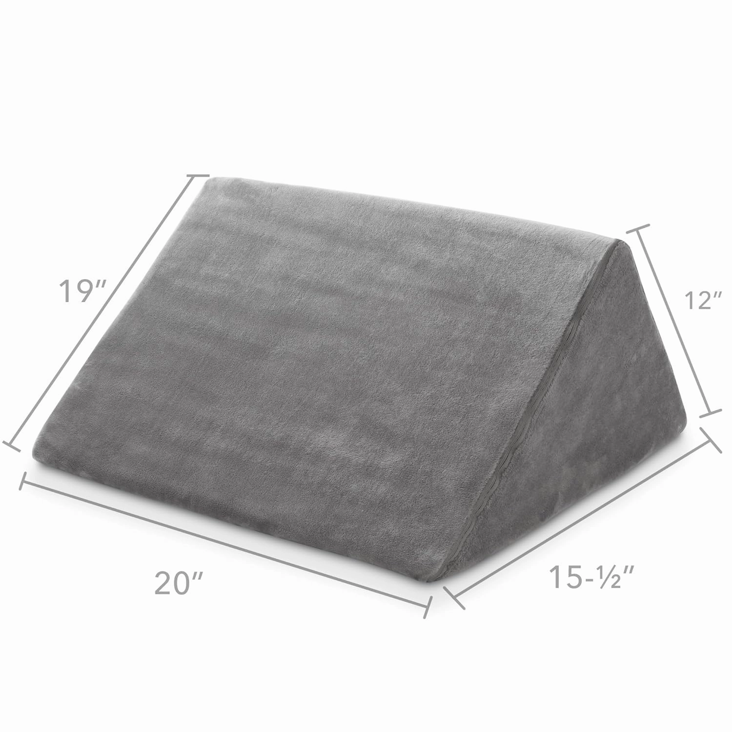 Saloniture Triangle Wedge Massage Table Bolster Pillow, Extra Large - 19 x 12 x 20 x 15.5 Inch - Gray Velour