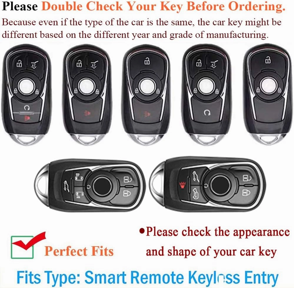 SANRILY Metal & Leather 4/5/6 Button Smart Key Fob Cover Compatible with Buick Enclave 2024 Envista Invista ST Encore GX Envision Lacrosse Regal Tourx Keyless with Leather Keychain Brown