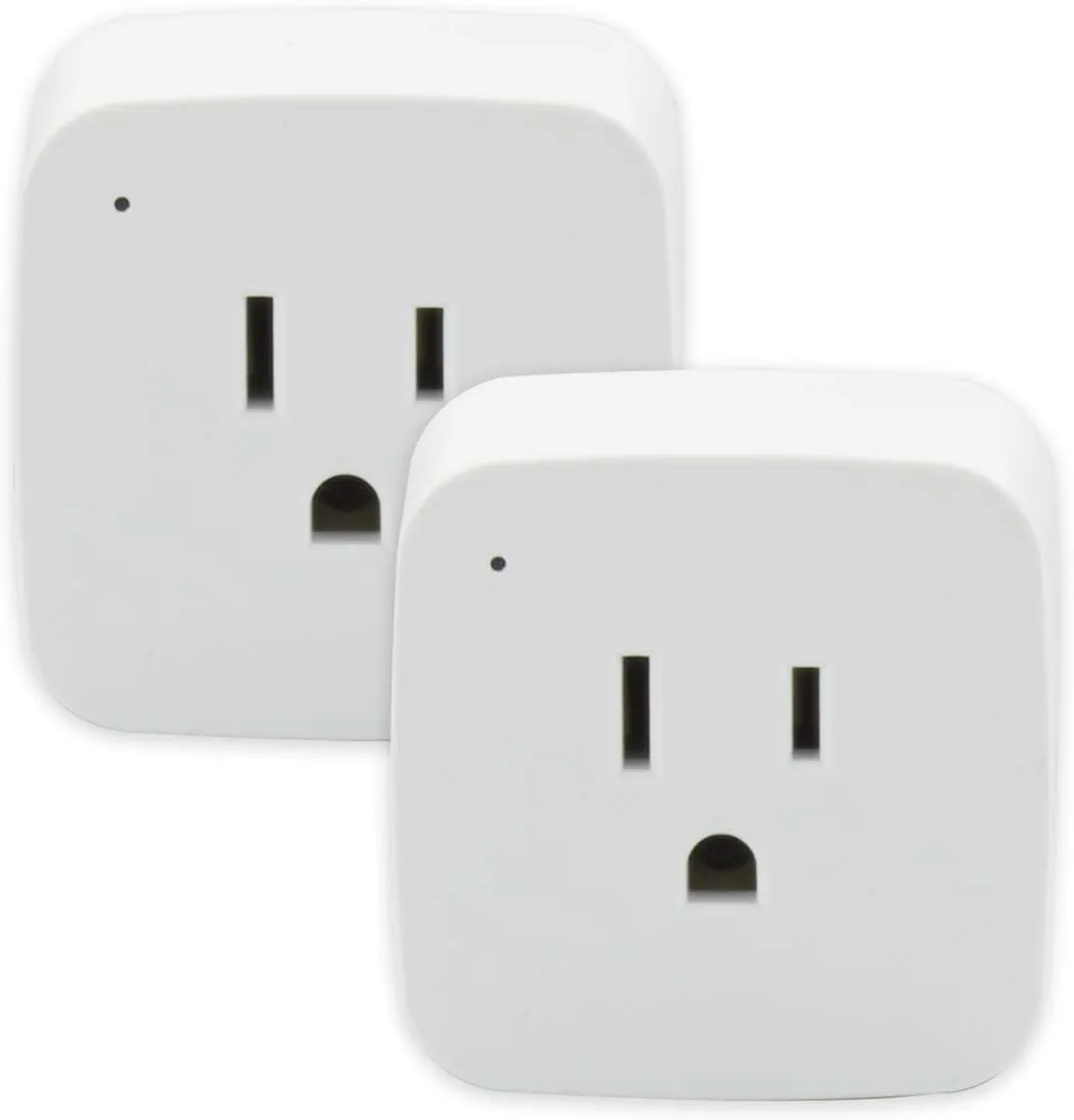 Satco S11269 Starfish 2-Inch Mini-Square On/Off WiFi Smart Plug Outlet, Works with Siri, Alexa, Google Assistant, SmartThings, White, 2 Pack