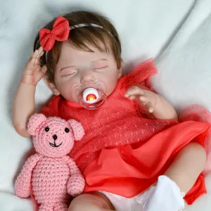 SCOM Lifelike Reborn Baby Dolls - 20 Inch Realistic Newborn Baby Doll Girl, Soft Cloth Body Real Life Sleeping Baby Dolls with Feeding Toy Accessories for 3  Year Old Girls Kids