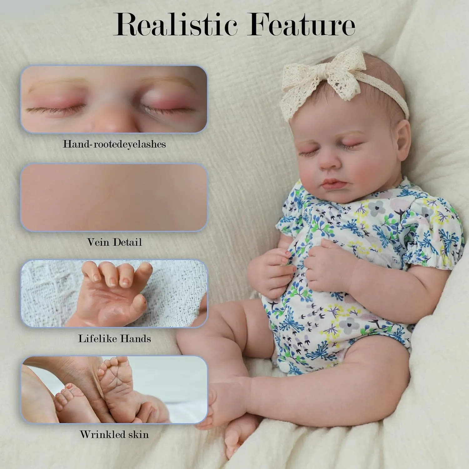 SCOM Lifelike Reborn Baby Dolls Loulou - 20 Cute Realistic Silicone Baby Girl, Weighted Full Vinyl Body Newborn Doll with Accessories for Ages 3  | Premium Gift
