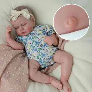 SCOM Lifelike Reborn Baby Dolls Loulou - 20 Cute Realistic Silicone Baby Girl, Weighted Full Vinyl Body Newborn Doll with Accessories for Ages 3  | Premium Gift
