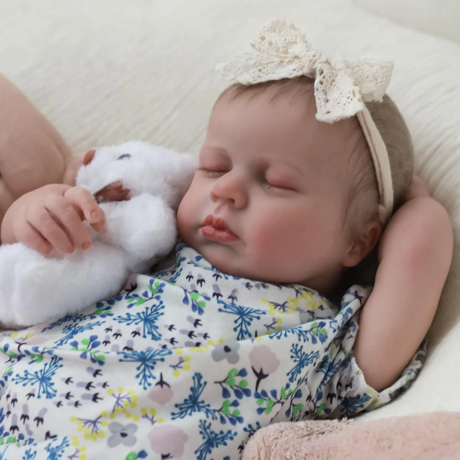 SCOM Lifelike Reborn Baby Dolls Loulou - 20 Cute Realistic Silicone Baby Girl, Weighted Full Vinyl Body Newborn Doll with Accessories for Ages 3  | Premium Gift