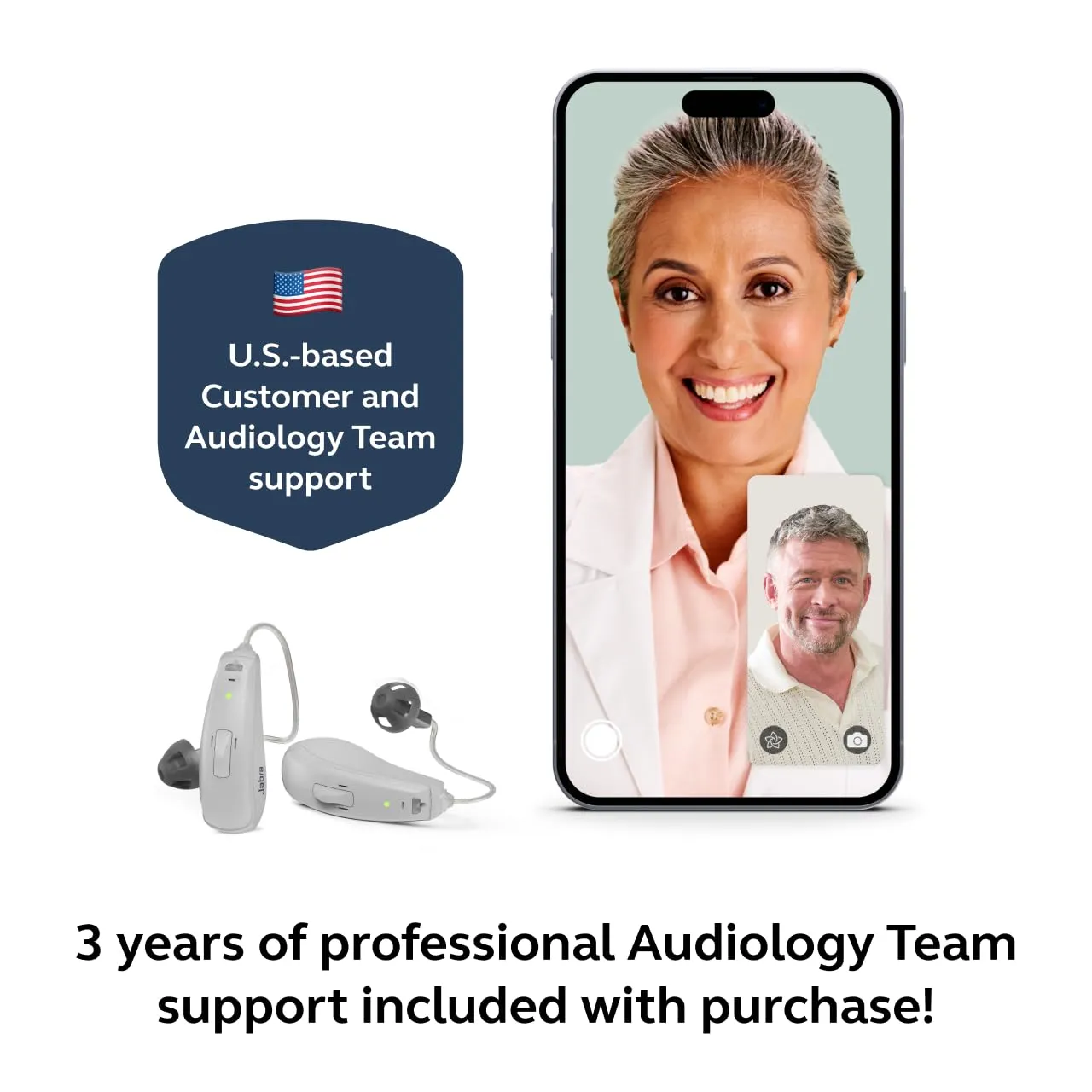 Select 50R OTC Hearing Aids, Audiology Team Care Included, Bluetooth Streaming for Calls, Music, Media for iOS & Android, Nearly Invisible & Comfortable, Noise Reduction - Grey