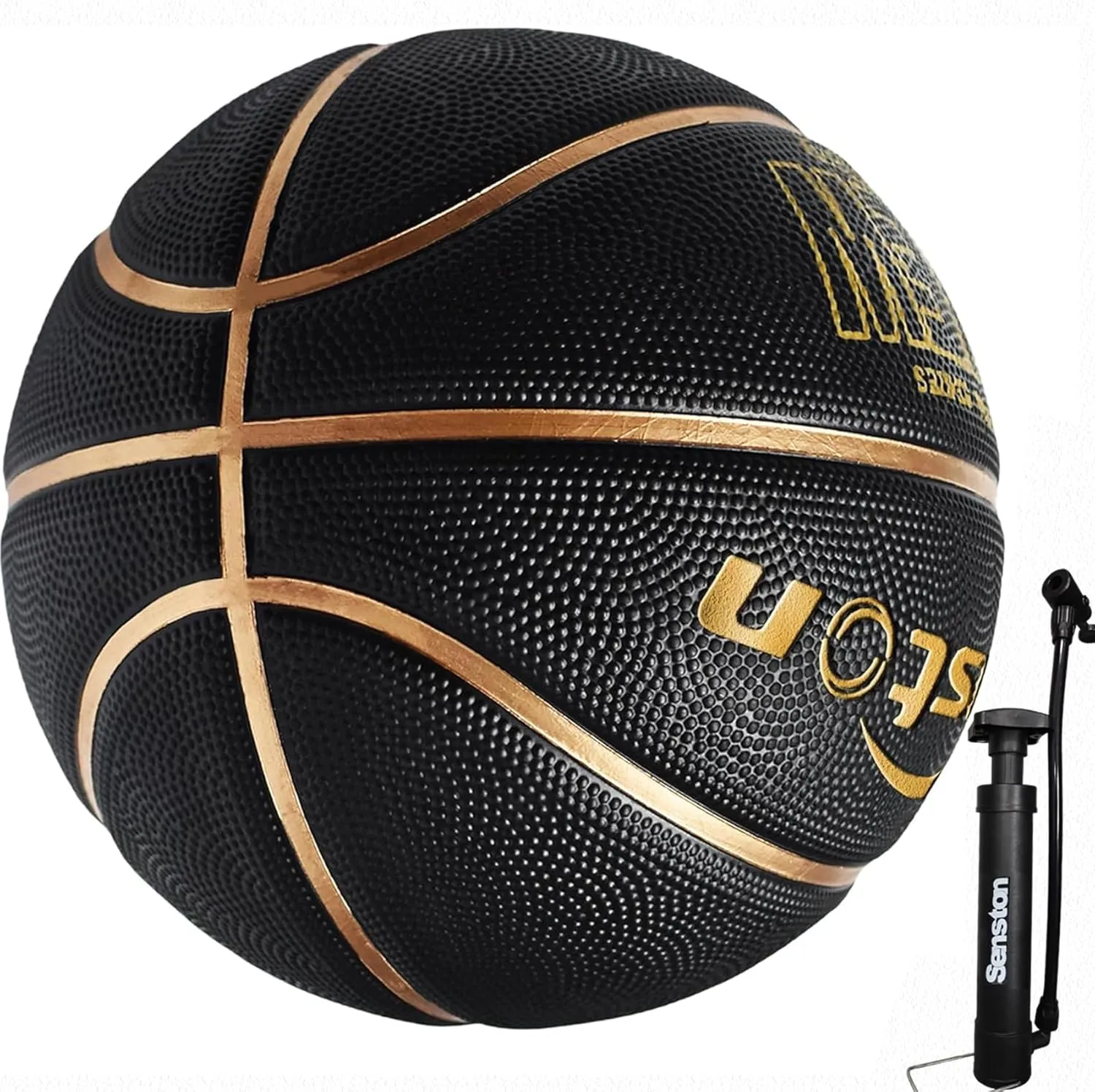 Senston 29.5'' Basketball Outdoor Indoor Rubber Basketball Ball Official Size 7 Basket Ball with Pump