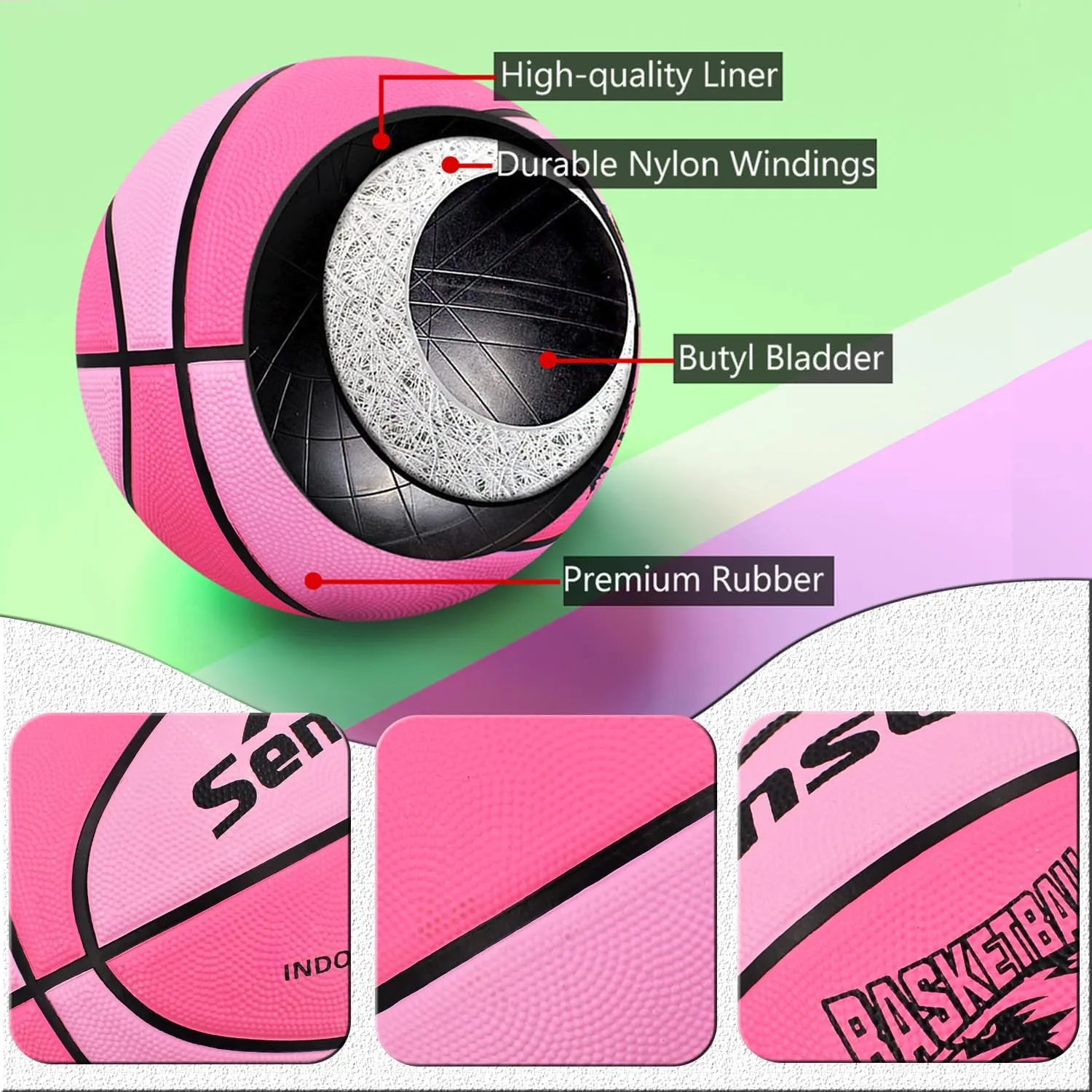 Senston Kids Basketball Balls Size 3/5/7 Basketballs Indoor Outdoor 27.5/29.5 inch Basketball Gifts for Kids/Girls/Boys