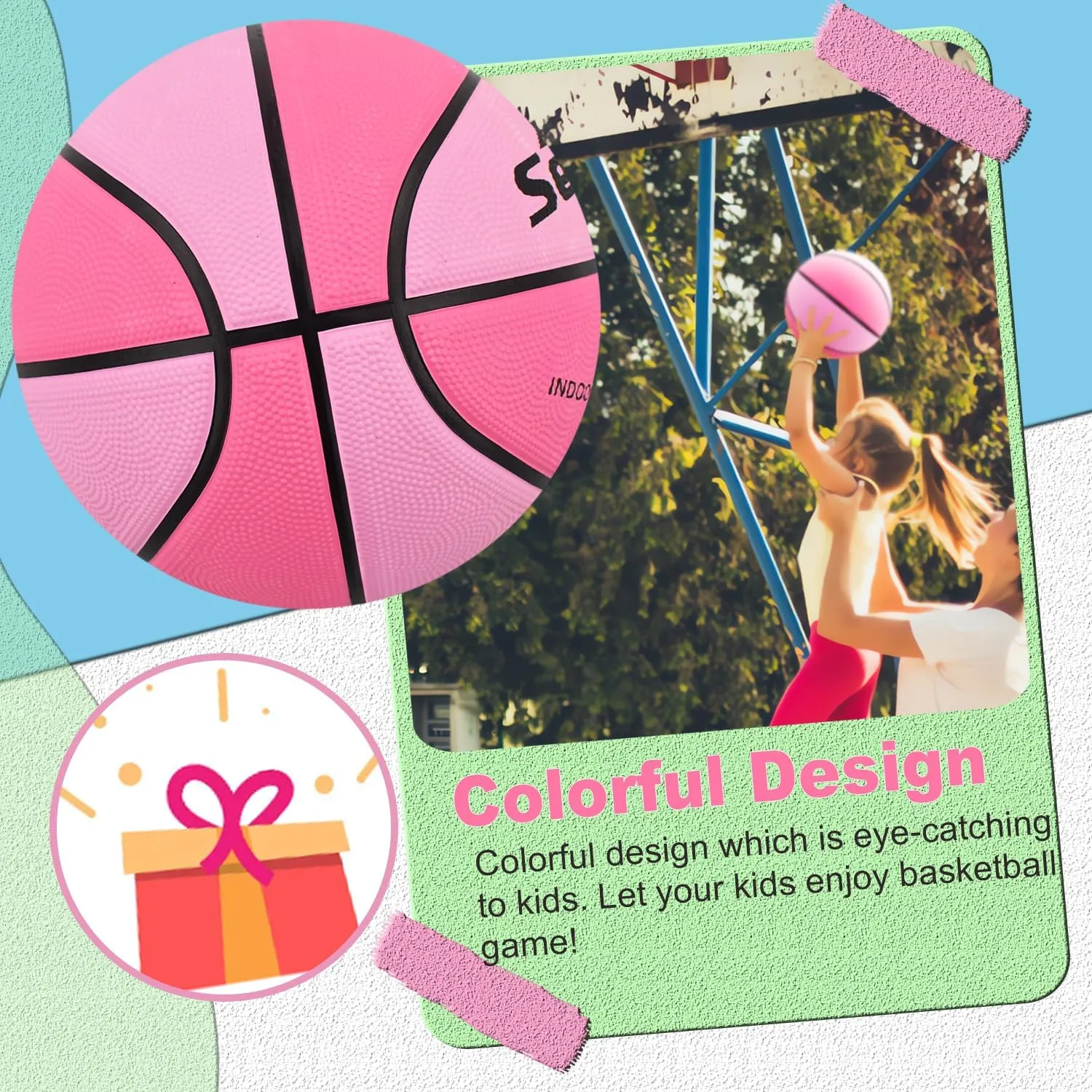 Senston Kids Basketball Balls Size 3/5/7 Basketballs Indoor Outdoor 27.5/29.5 inch Basketball Gifts for Kids/Girls/Boys