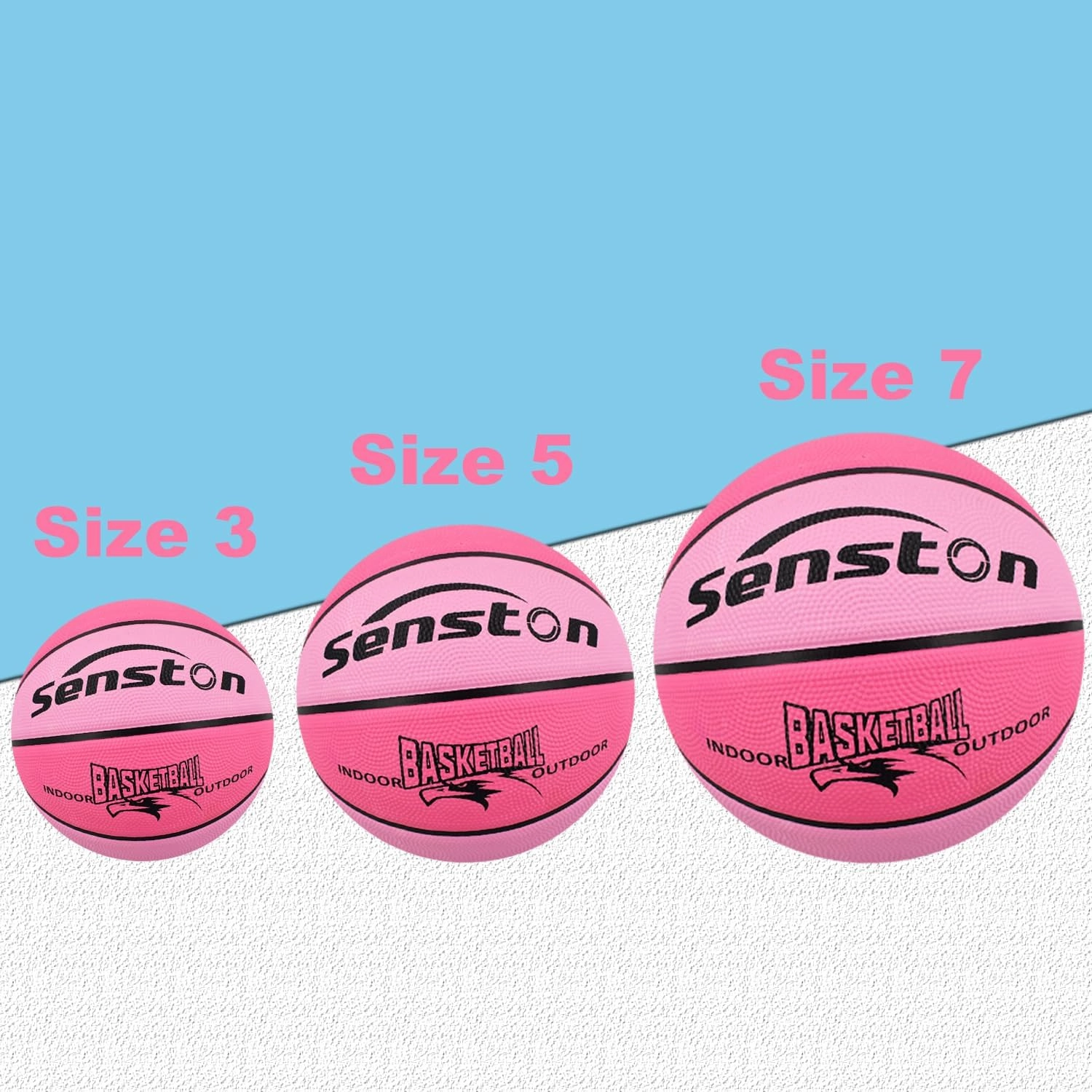 Senston Kids Basketball Balls Size 3/5/7 Basketballs Indoor Outdoor 27.5/29.5 inch Basketball Gifts for Kids/Girls/Boys
