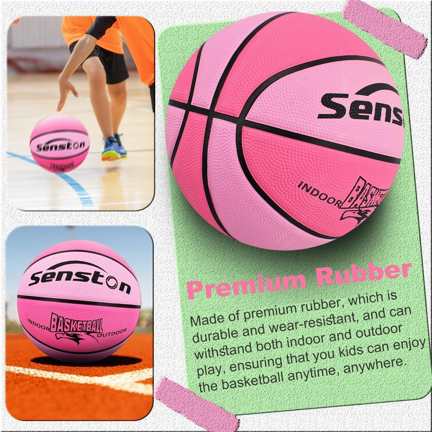 Senston Kids Basketball Balls Size 3/5/7 Basketballs Indoor Outdoor 27.5/29.5 inch Basketball Gifts for Kids/Girls/Boys