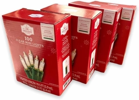 Set of 4 Holiday Time Mini Light Set, Clear Lights on Green Wire, 100 Count (Total 400 Count), Lighted Length is 19.5 feet Each Set.