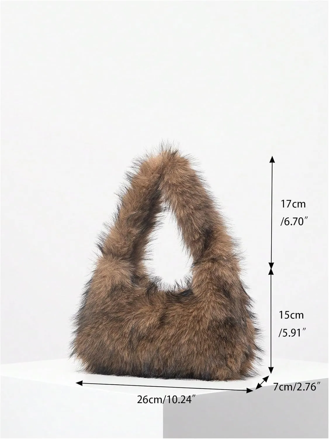 SHENHE Women's Fuzzy Faux Fur Crescent Shoulder Bag Plush Purse Underarm Handbag Hobo Tote