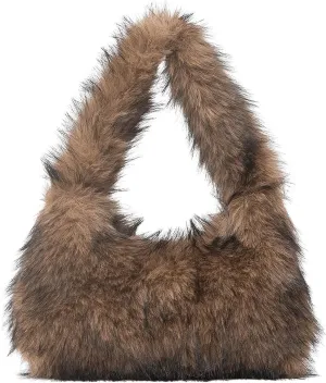 SHENHE Women's Fuzzy Faux Fur Crescent Shoulder Bag Plush Purse Underarm Handbag Hobo Tote