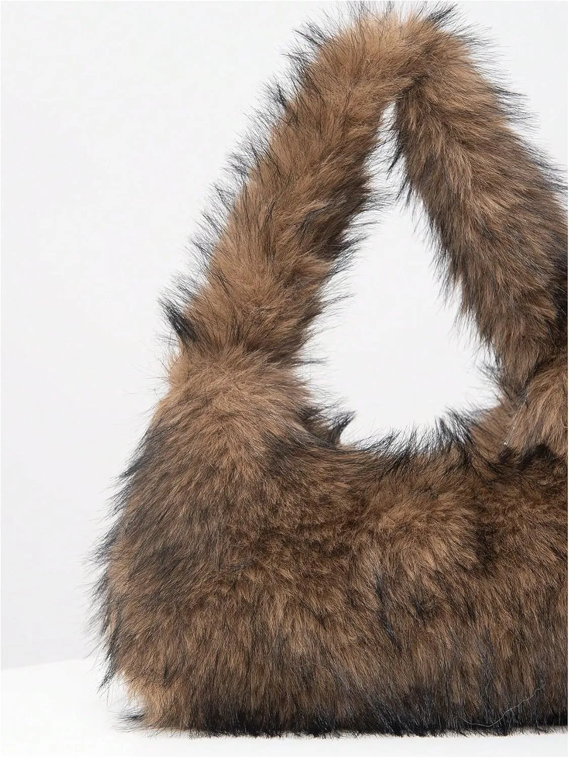 SHENHE Women's Fuzzy Faux Fur Crescent Shoulder Bag Plush Purse Underarm Handbag Hobo Tote