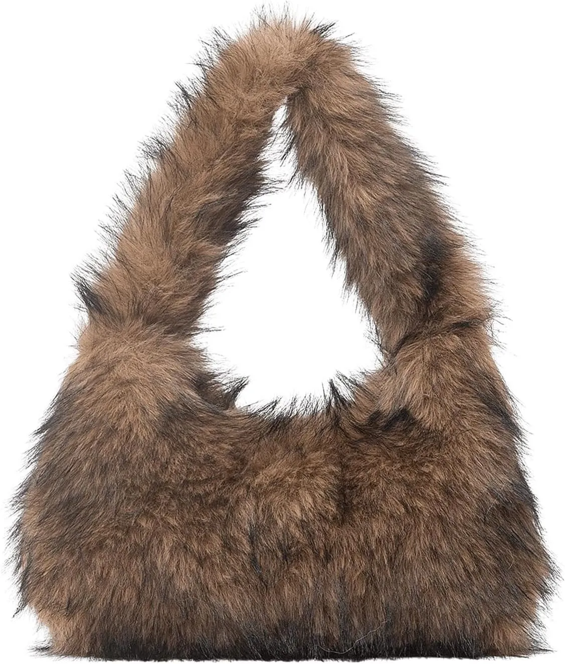 SHENHE Women's Fuzzy Faux Fur Crescent Shoulder Bag Plush Purse Underarm Handbag Hobo Tote