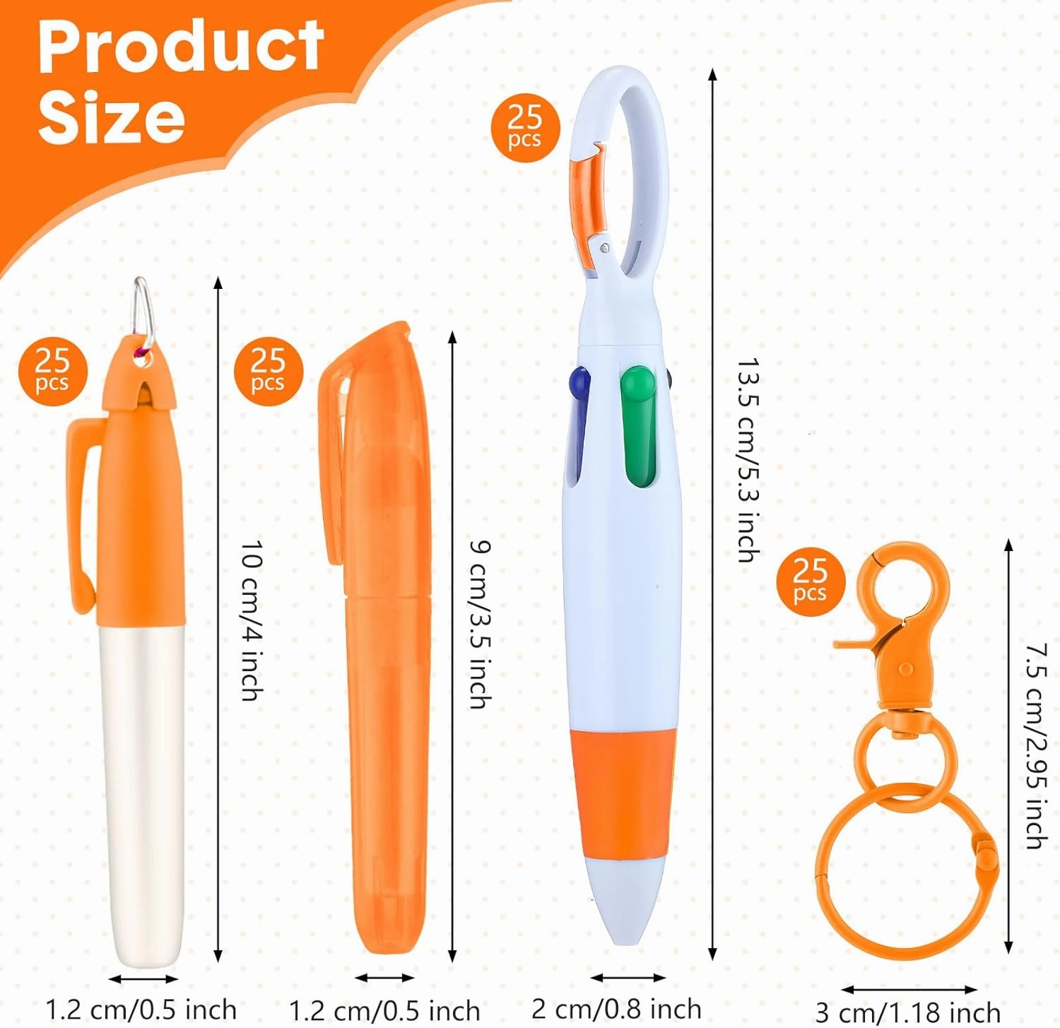 Sherr 25 Sets Mini Highlighter Nurse Pens Including Retractable Shuttle Pens Highlighter Permanent Marker Nursing Keychain Clip Nurse Badge for Nursing Student School Staff(Orange)