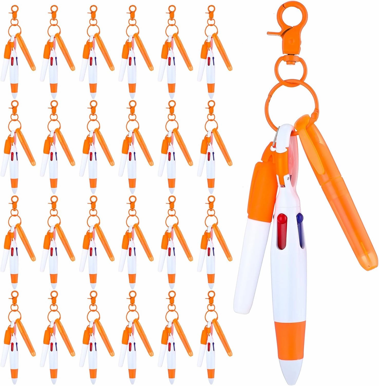 Sherr 25 Sets Mini Highlighter Nurse Pens Including Retractable Shuttle Pens Highlighter Permanent Marker Nursing Keychain Clip Nurse Badge for Nursing Student School Staff(Orange)