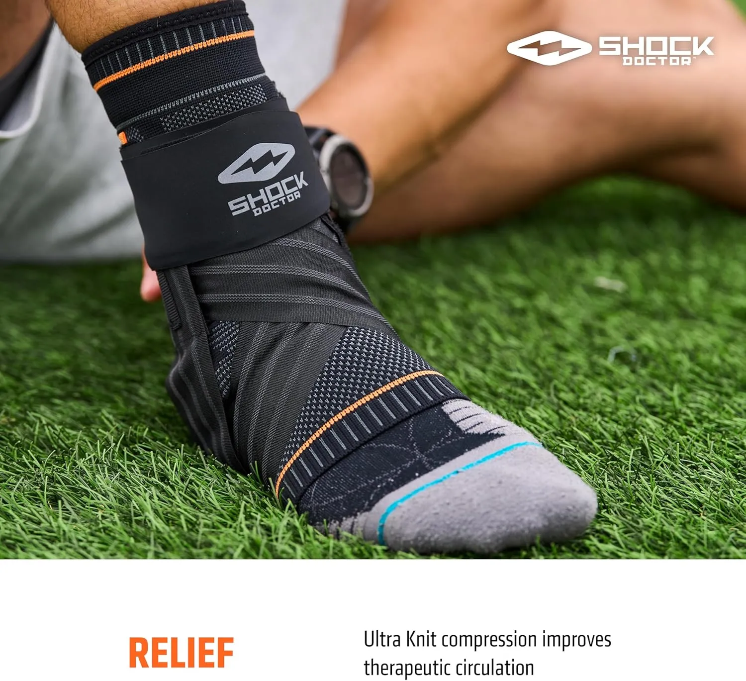 Shock Doctor Ultra Knit Ankle Brace W/Figure 6 Strap & Stays