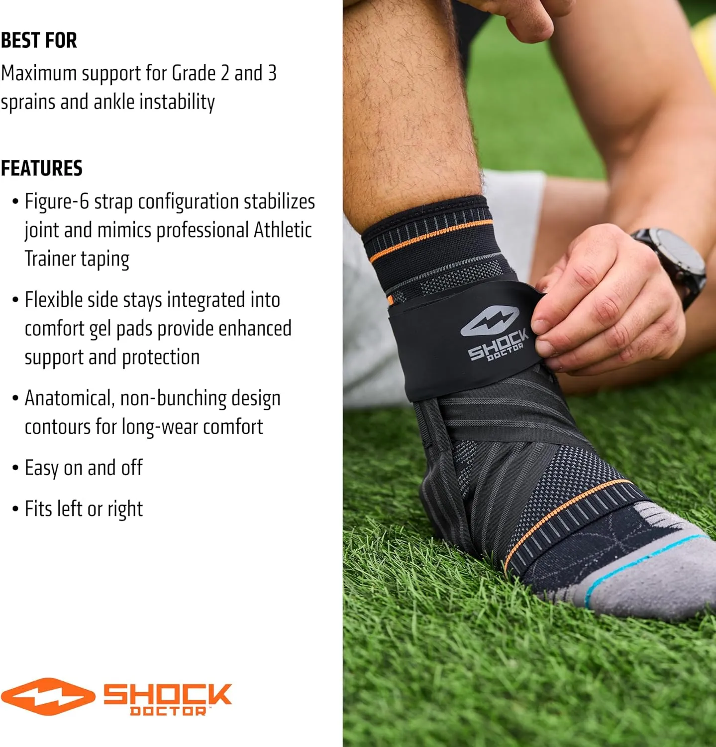 Shock Doctor Ultra Knit Ankle Brace W/Figure 6 Strap & Stays